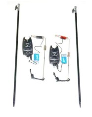 Set 2 Senzori-avertizori pescuit, tije, swingeri luminosi,antiumezeala baterii 9v incluse