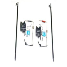 Set 2 Senzori-avertizori pescuit, tije, swingeri luminosi,antiumezeala baterii 9v incluse