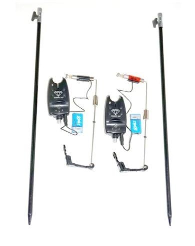 Set 2 Senzori-avertizori pescuit, tije, swingeri luminosi,antiumezeala baterii 9v incluse