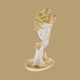 Fata Alba figurina Decorativa din Polirasina cu Flori Aurii Fluturi 15x10x28cm