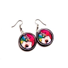 cercei lemn multicolori cu flori 45822