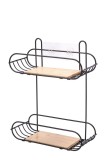 Cumpara ieftin Etajera 2 polite fier bambus 28 x 11 x 33,5 cm