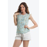 Top din vascoza cu imprimeu floral si volanas din dantela