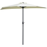 Outsunny Umbrelă Semicirculară de Perete cu Manivelă și 5 Spițe, 2.6x1.35x2.3 m, Bej | Aosom Romania