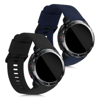 Set 2 curele pentru Honor Watch GS Pro, Silicon, Negru/Albastru, 53585.01 foto