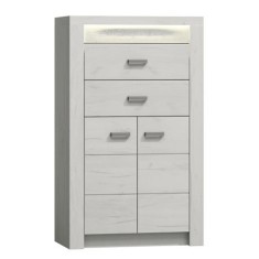 Comoda 2 usi 2 sertare din pal frasin alb Infinity 76x42x127 cm