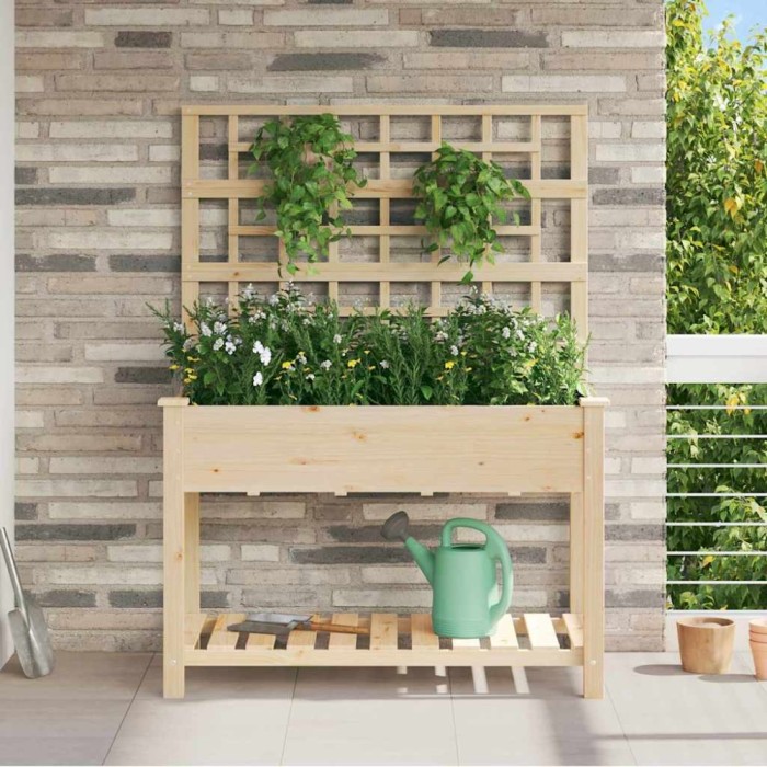 Vază pentru Grădină Bej 115 x 60.5 x 153 cm Lemn de brad solid