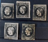 Romania 1867 - Lot de studiu,Carol cu Favoriti,o valoare cu punct in greaca (cititi descrierea)