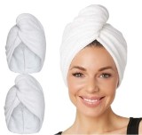 Cumpara ieftin Prosop turban pentru par, bumbac 100%, alb