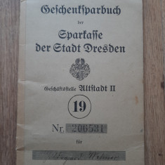 Carnet de economii Sparkasse Dresda Germania vechi 1920