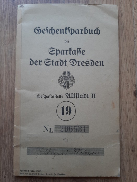 Carnet de economii Sparkasse Dresda Germania vechi 1920