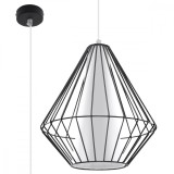 Lustră Suspendată Demi Negru Oțel/Pvc 1 Bec Cu Design Industrial De Interior