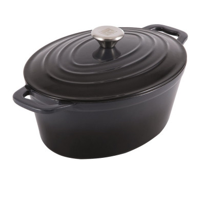 Oala fonta emailata cu capac, 7.7 L, tip roaster, pentru cuptor sau plita, Xanten Carl Schmidt Sohn gri 36x27.8 cm 075262 foto