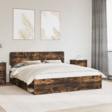 Cumpara ieftin Cadru de pat Stejar fumuriu 180 x 200 cm Lemn de pin masiv