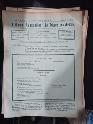 Tribuna Avocatilor nr. 8/august 1938 foto