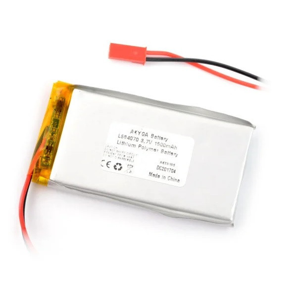 Acumulator Lithium Poliymer 13621 1500mAh 1S 3.7V conector JST-BEC 70x40x6mm AKYGA Battery