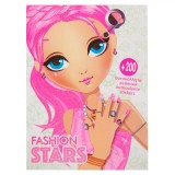 Carte cu Autocolante, Fashion Stars, 31x23 cm, 200+ Autocolante, Păr Roz, Oem