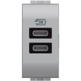 Priza USB 1M Tip C alimentare dubla 5V Living Light Bticino aluminiu NT4191CC