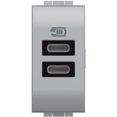 Priza USB 1M Tip C alimentare dubla 5V Living Light Bticino aluminiu NT4191CC