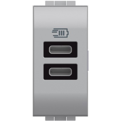Priza USB 1M Tip C alimentare dubla 5V Living Light Bticino aluminiu NT4191CC foto