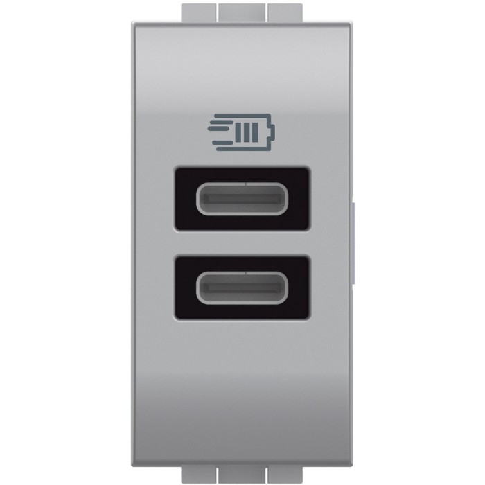 Priza USB 1M Tip C alimentare dubla 5V Living Light Bticino aluminiu NT4191CC