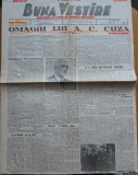 Buna Vestire, ziar liber de lupta si doctrina, 12 april. 1937, omagiu A. C. Cuza