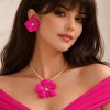Set colier si cercei Floare de roza, auriu roz, placat aur 14k, bijuterii rafinate