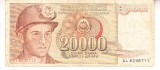 M1 - Bancnota foarte veche - Fosta Iugoslavia - 20000 dinarI - 1987