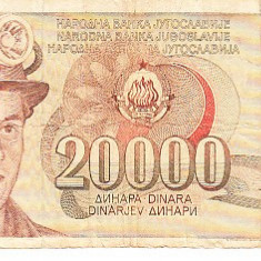 M1 - Bancnota foarte veche - Fosta Iugoslavia - 20000 dinarI - 1987