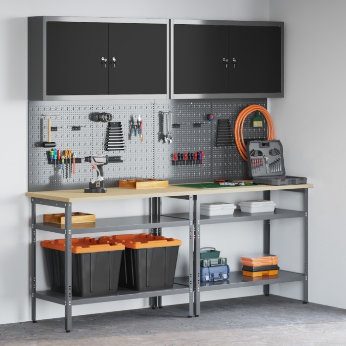 Set banc de lucru 8 piese Gri Oțel