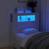Tablie de pat cu LED, alb, 100x18,5x103,5 cm, lemn GartenMobel Dekor, vidaXL