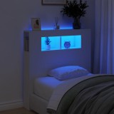 VidaXL Tăblie de pat cu LED, alb, 100x18,5x103,5 cm, lemn