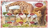 Timbre Gabon 2020, Fauna, Girafe, Set Complet Colita + Bloc, Straine Dupa 1950