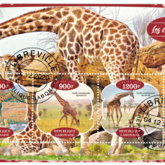 GABON 2020 - Fauna, Girafe / set complet colita + bloc