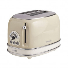 Prajitor de paine toaster Ariete Vintage, 810 W, 2 felii, 6 nivele de rumenire, evacuare automata, functie decongelare, Crem/Beige foto