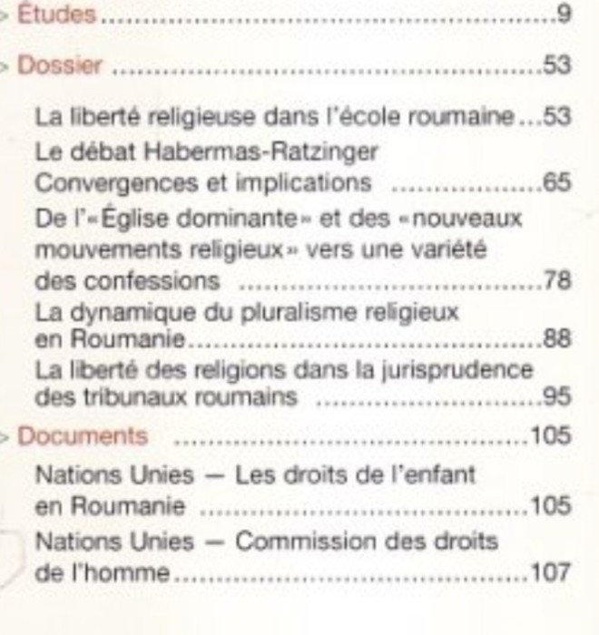 La Roumanie et la liberte religieuse