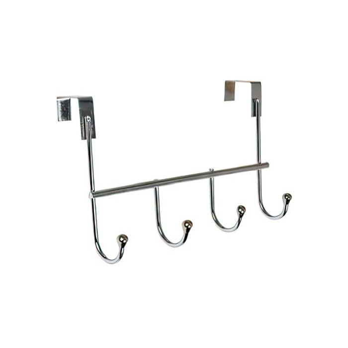 Cuier pentru usa, metalic, argintiu, cu 4 agatatori, 250 mm