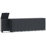 Depozitare cos gunoi roti 6 cosuri antracit 414x79x117 cm otel