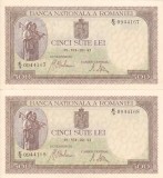 ROMANIA 2 buc. X 500 lei 22 iulie 1941 serii consecutive UNC!!!