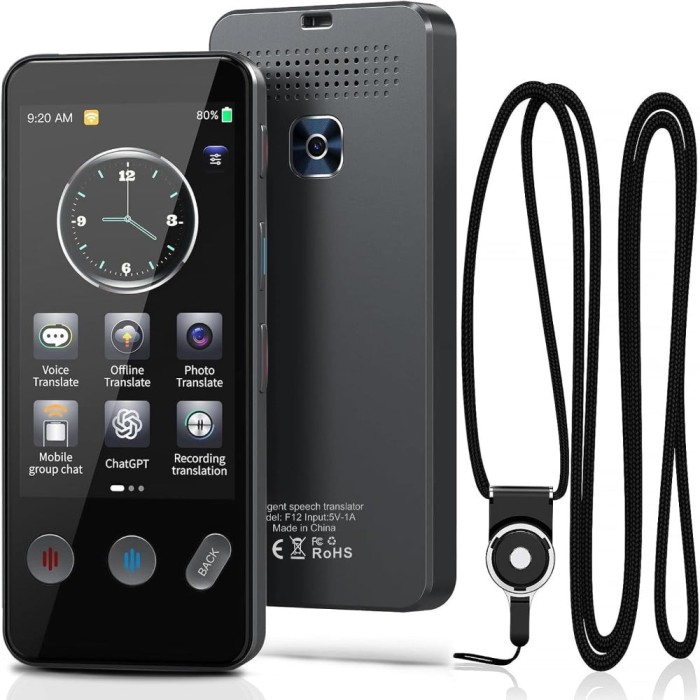Traducator Inteligent, Ecran 3.4&quot;, 5MP, WiFi, Bluetooth, AI ChatGPT, Traducere Vocala 143 Limbi Online/19 Offline, Foto/Text, Touchscreen, Husa Inclus