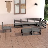 Gossi set mobilier de gradina, 8 piese, gri, lemn masiv de pin