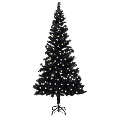 Brad de Crăciun artificial LED-uri&amp;amp;suport, negru 240 cm PVC foto
