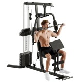 HOMCOM Stație de Putere cu Bloc de Greutate de 45 kg 180 x 108 x 200cm Oțel Negru | Aosom Romania