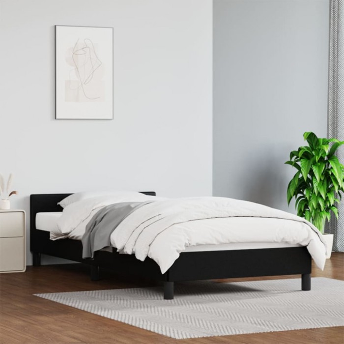 Gossi cadru de pat cu tablie, negru, 80x200 cm, piele ecologica