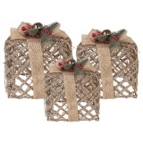 Cumpara ieftin Set 3 decoratiuni Craciun metal cu leduri (3) 25x25x30 / 20x20x24 / 15x15x17 cm