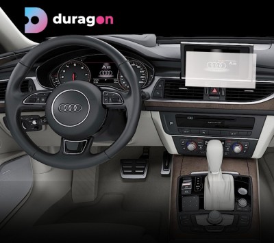 Folie Protectie Navigatie Audi A6 2014-2018, Duragon, protectie Display Navigatie, silicon Transparent, Anti-zgarieturi, kit instalare foto