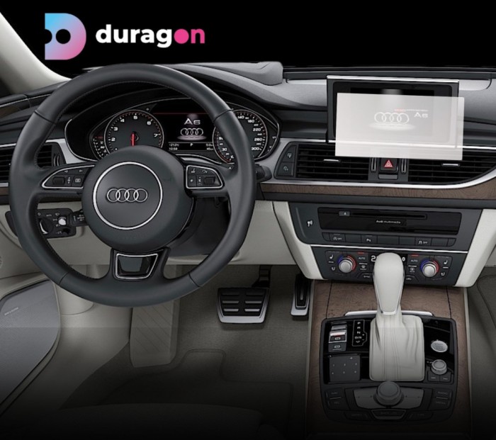 Folie Protectie Navigatie Audi A6 2014-2018, Duragon, protectie Display Navigatie, silicon Transparent, Anti-zgarieturi, kit instalare