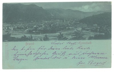 1511 - BRASOV, Panorama, Litho, Romania - old postcard - used - 1899 foto