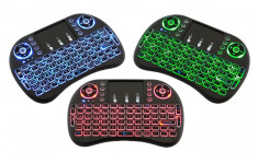 Mini Tastatura Wireless Iluminata, cu Touchpad, pentru PC, SmartTV, PlayStation sau Smartphone, 92 taste, raza 10m foto