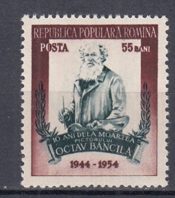 ROMANIA 1954 LP 362-10 ANI DE LA MOARTEA LUI OCTAV BANCILA MNH foto